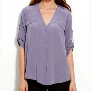 BCBG Frosted Plum "Drew" Silk  Relaxed Fit Blouse- Sz. Sm